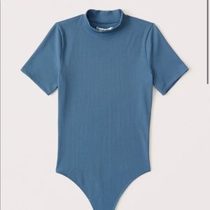 A&F Seamless Ribbed Mockneck Bodysuit - Blue